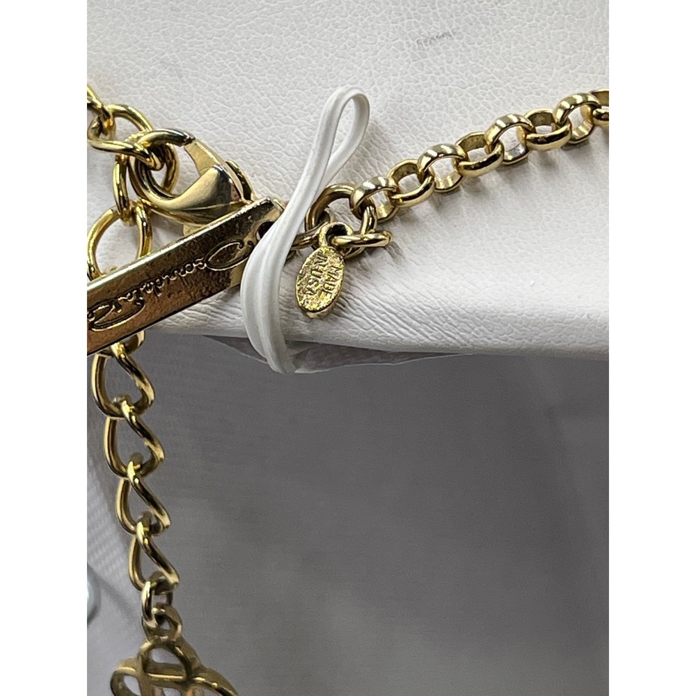 Oscar de la Renta Crystal Torn Paper Pearl Glamour Antique Gold Tone Necklace - Picture 11 of 12